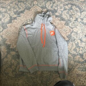 Nike Heather Gray Hoodie with Bright Orange Details